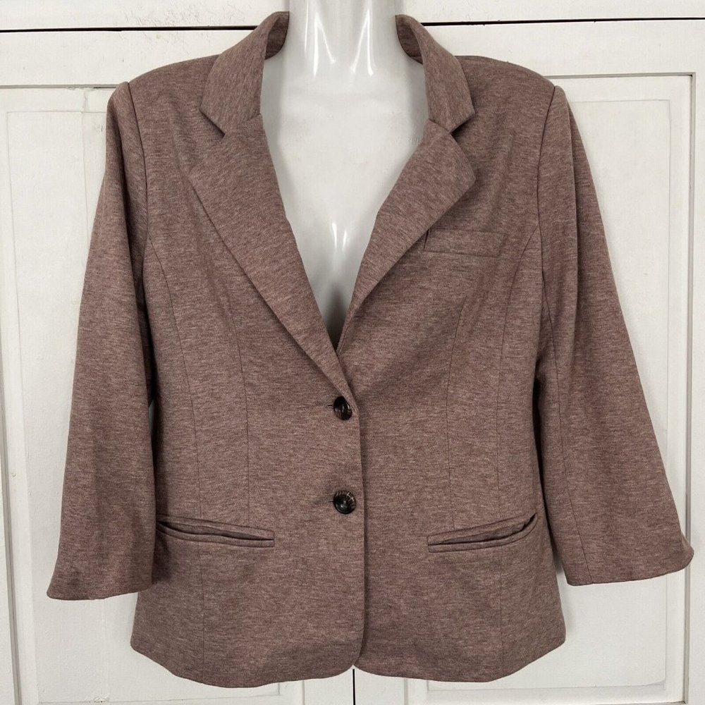 Anthropologie Cartonnier knit tan single breasted 2 button work blazer S…